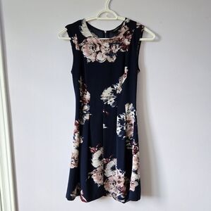 Dynamite Fit And Flare Navy Floral Midi Dress